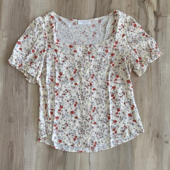 Elodie Floral Button Up Blouse, Size Medium - Picture 1 of 5
